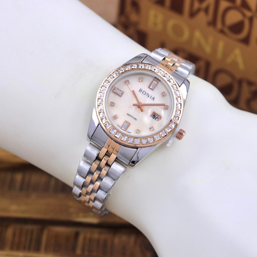 Jual Jam Tangan Wanita BONIA Rantai Stainless Bezel Kristal Elegan ...