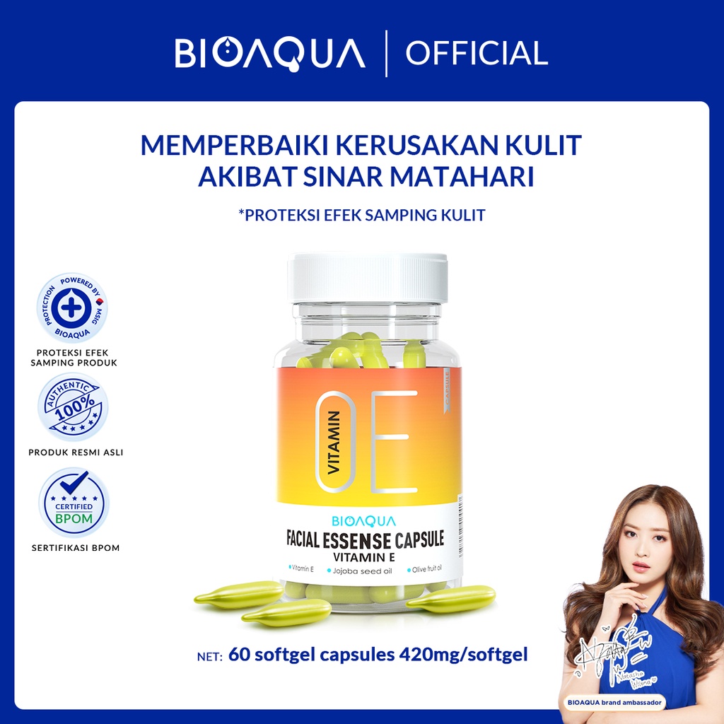 Jual BIOAQUA Serum Wajah Vitamin E Facial Essence Moisturizing Anti Aging Serum Isi 60 Kapsul