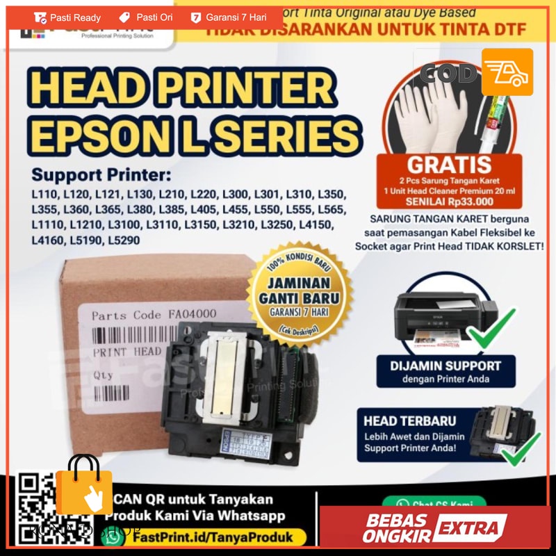 Jual Print Head Epson L1110 L3110 L3150 L4150 L4160 L5190 Original 4468