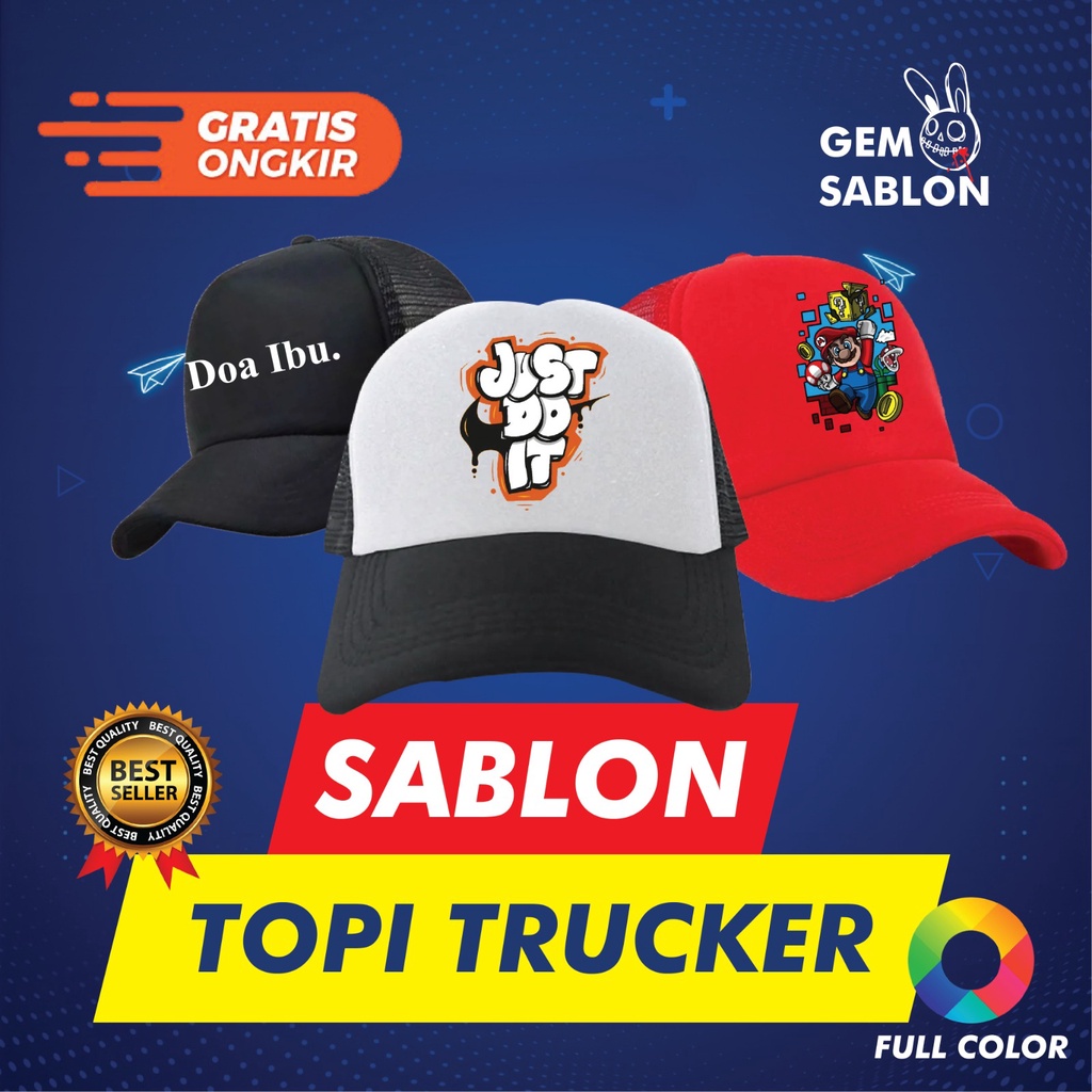 Jual Sablon Topi Trucker baseball Jaring Custom Satuan Dan Lusinan ...