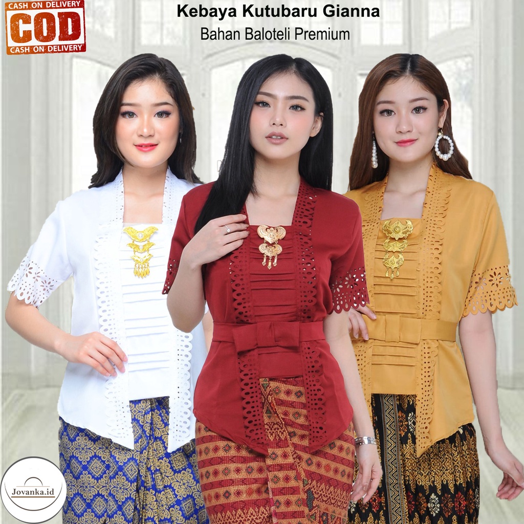 Jual Atasan Kebaya Kutu Baru Lengan Pendek Putih Cerah…