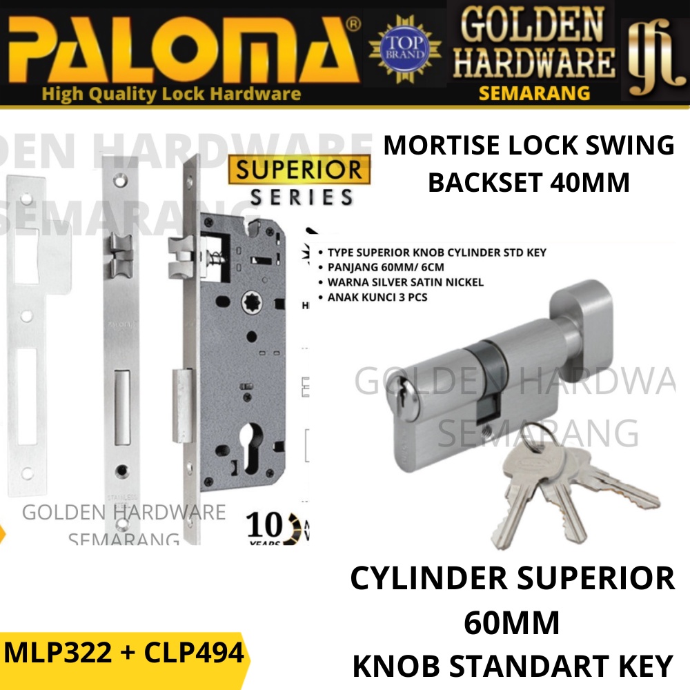 Jual Paloma Mortise Lock Set Cylinder Mlp Clp Body Kunci Swing