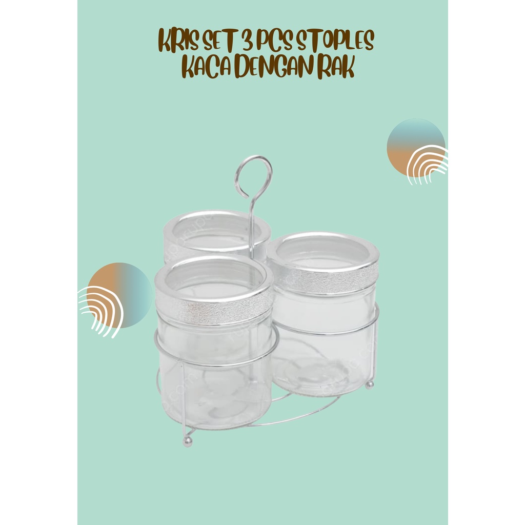 Jual Kris Set Pcs Stoples Kaca Dengan Rak Glass Jar With Clear Lid And Metal Rack Shopee