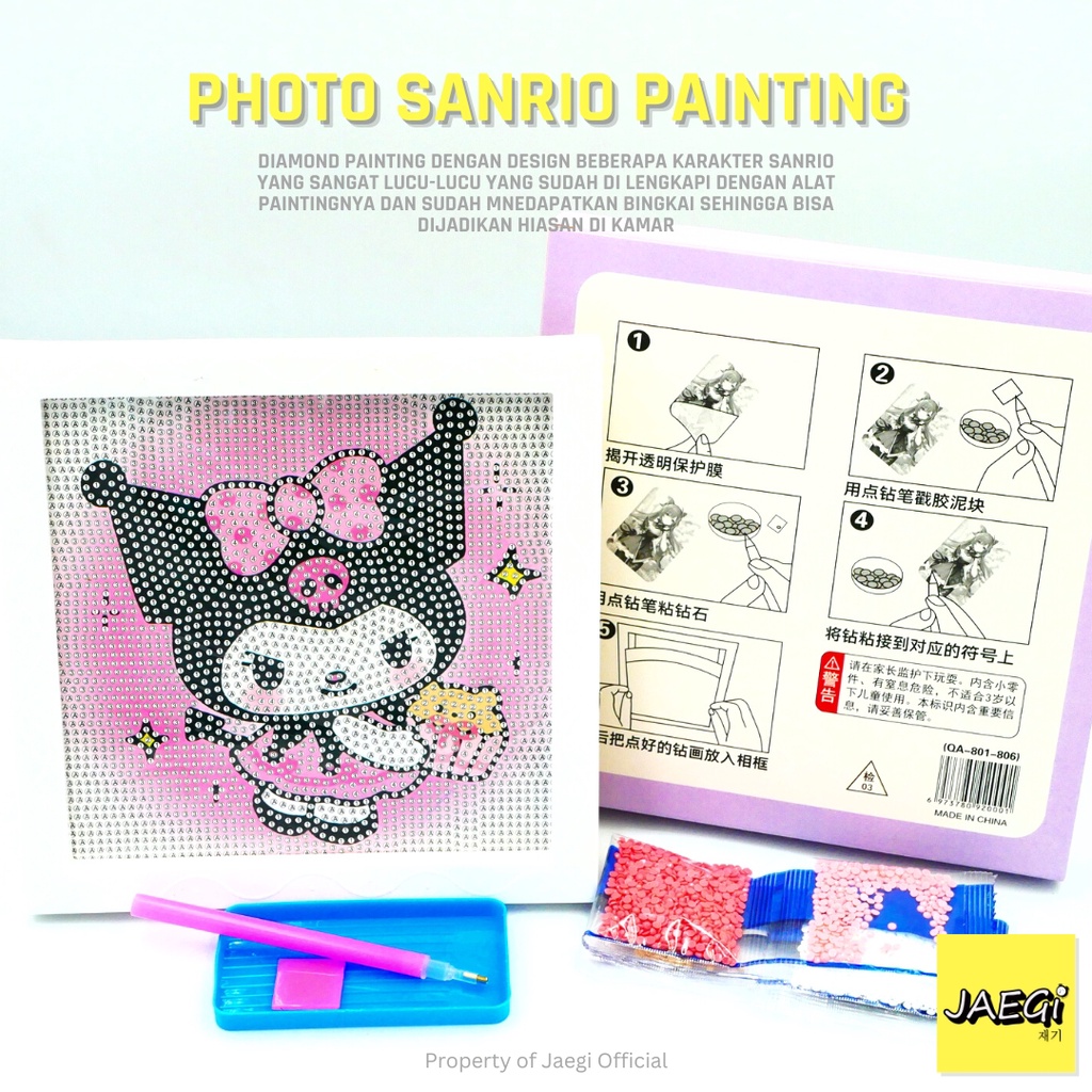 Jual JAEGi - Diamond Painting Sanrio Edition + Bingkai 18cm X 18cm