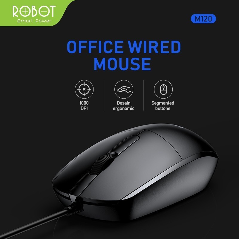 Jual ROBOT M120 Mouse 1000DPI Ergonomic Design Office Wired Optical ...