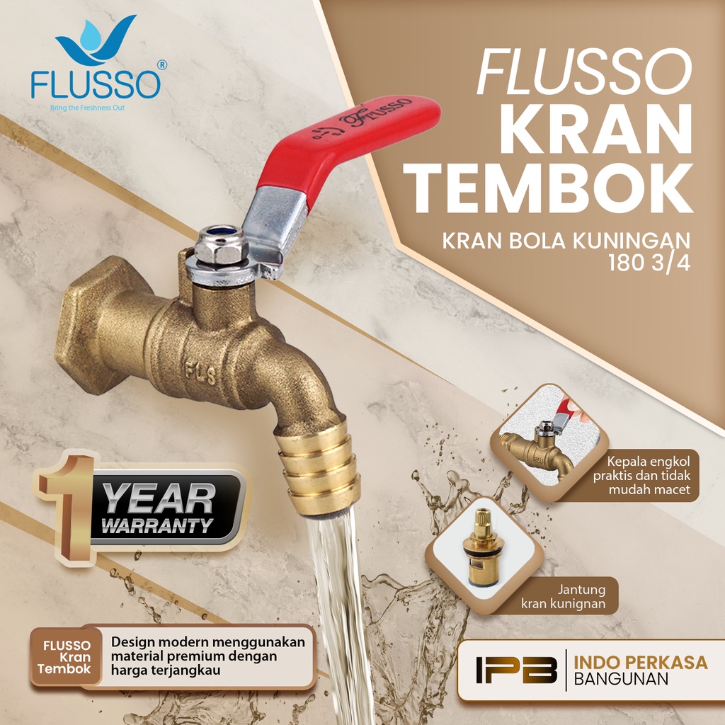 Jual Flusso Kran Tembok Kuningan Asli Kran Kamar Mandi Flusso Kran Bola Kuningan