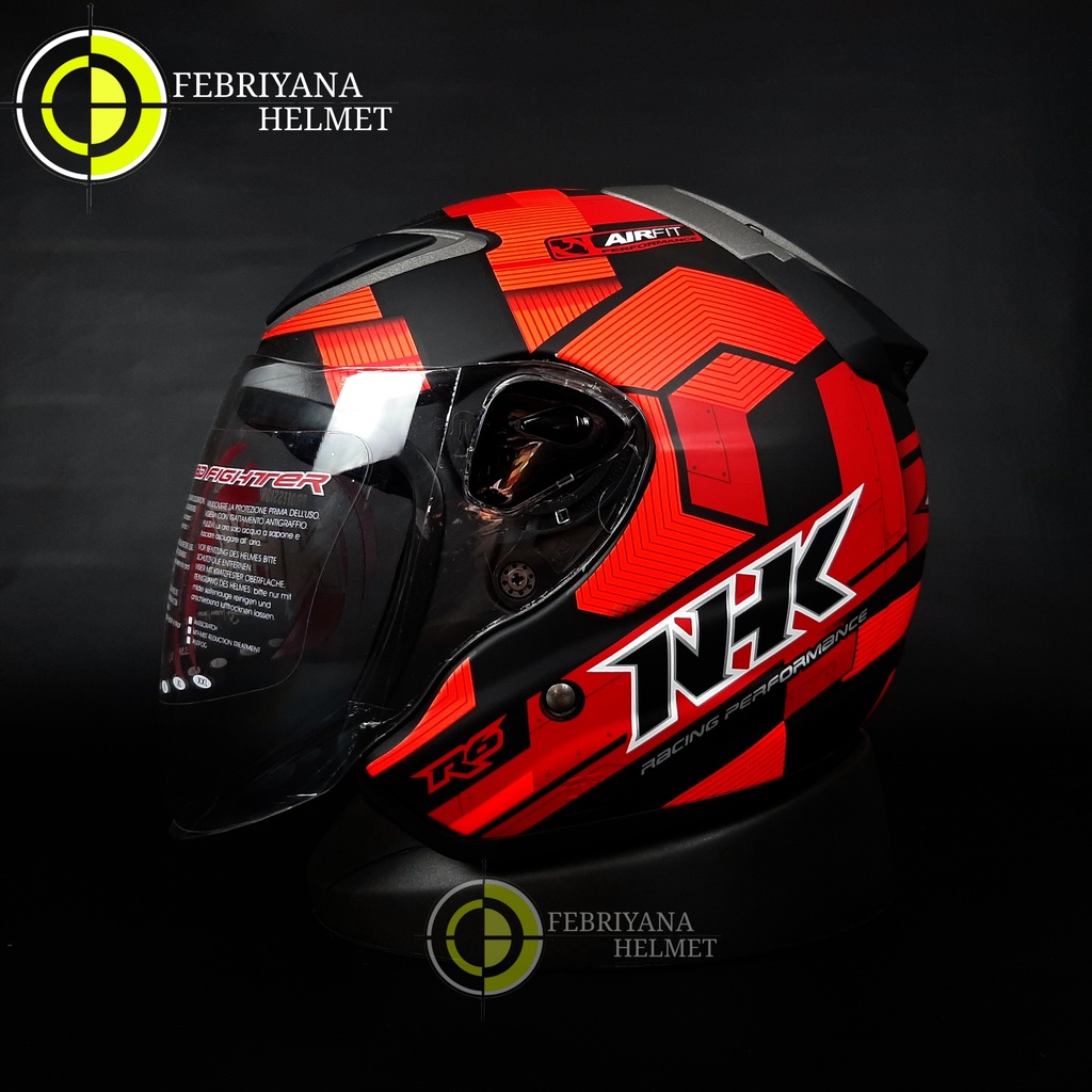 Jual HELM NHK R6 CUBE BLACK RED DOFF HALF FACE NKH R6 | Shopee Indonesia