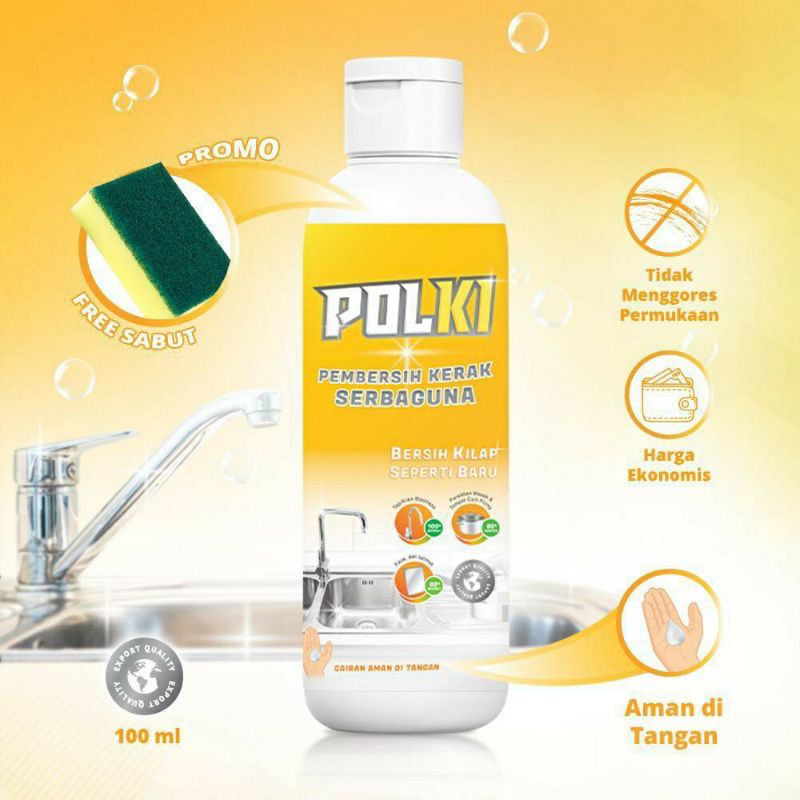 Jual POLKI Pembersih Kerak Serbaguna 100 Ml Kaca Panci Stainless Steel ...