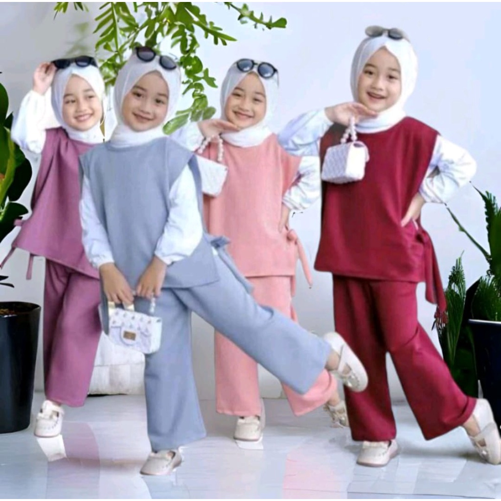 Jual 3IN1 SET|Setelan Baju Anak Perempuan CHIKA Umur 3-12 Tahun Setelan