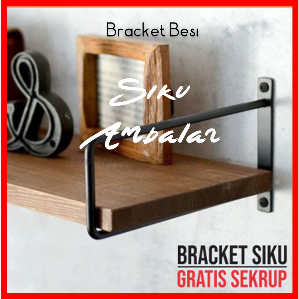 Jual Bracket Besi Persegi Siku Penopang Rak Dinding Besi Ambalan Papan Kayu Bracket Ambalan