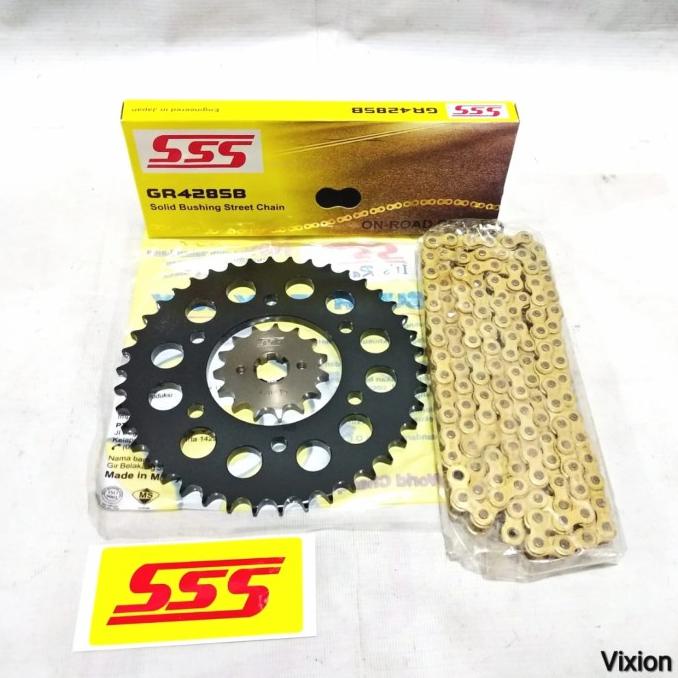 Jual GEAR SET SSS HITAM 428 VIXION OLD NVL NVA + RANTAI SSS [WJM7A