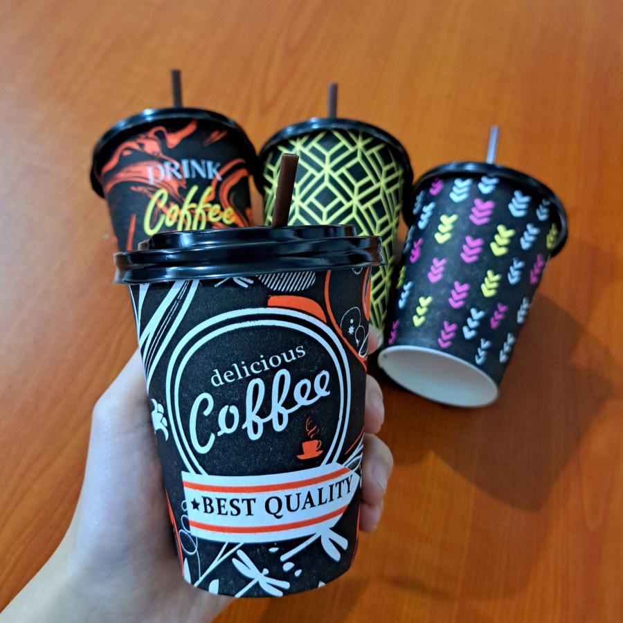 Jual Gelas Kertas Kopi Tutup Sedotan Paper Cup Motif Coffee 8 0z 50 Pcs Shopee Indonesia 2366