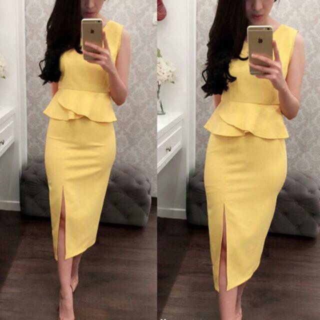 Jual Midi Dress Kuning | Shopee Indonesia