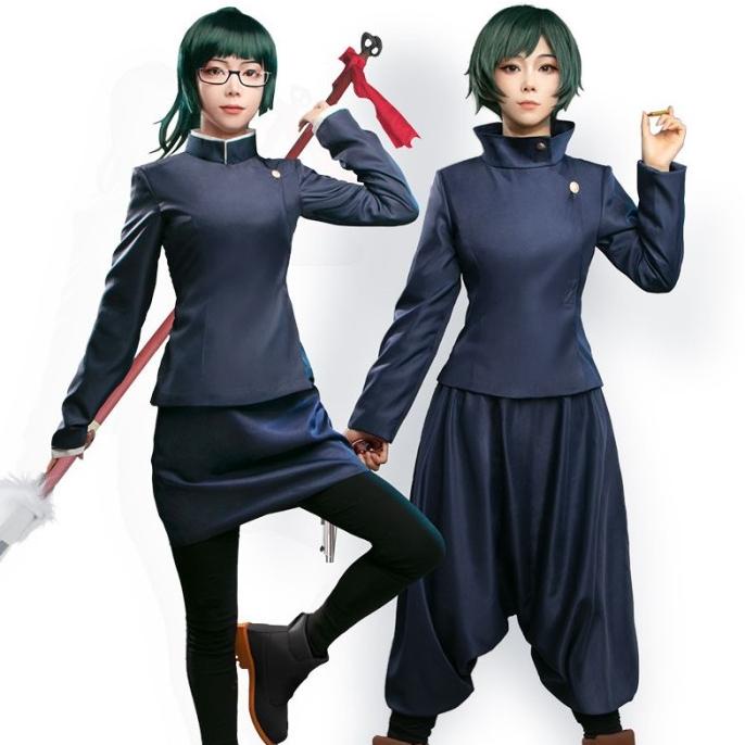 Maki Zenin Black Cloak Set Outfits Cosplay Costume Halloween Carnival Suit