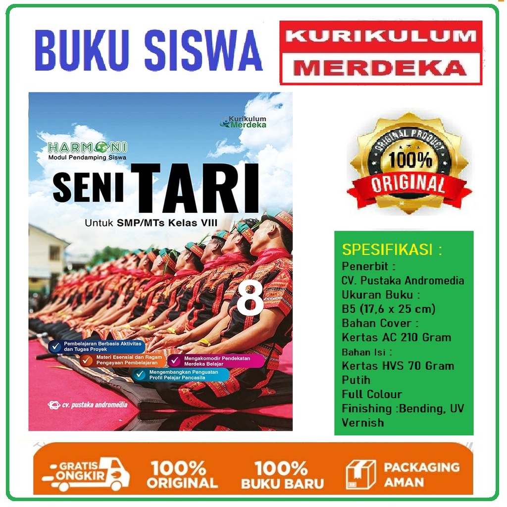 Jual BUKU SISWA SENI TARI KELAS VIII SMP / MTS KURIKULUM MERDEKA SMP