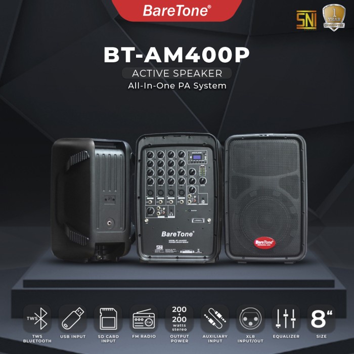 Jual Speaker Aktif BareTone AM400P With Power Mixer Shopee Indonesia