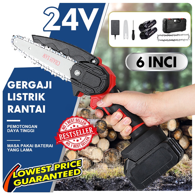 Jual Chainsaw Gergaji Rantai Elektrik Mini 12 Inch Cordless Gergaji