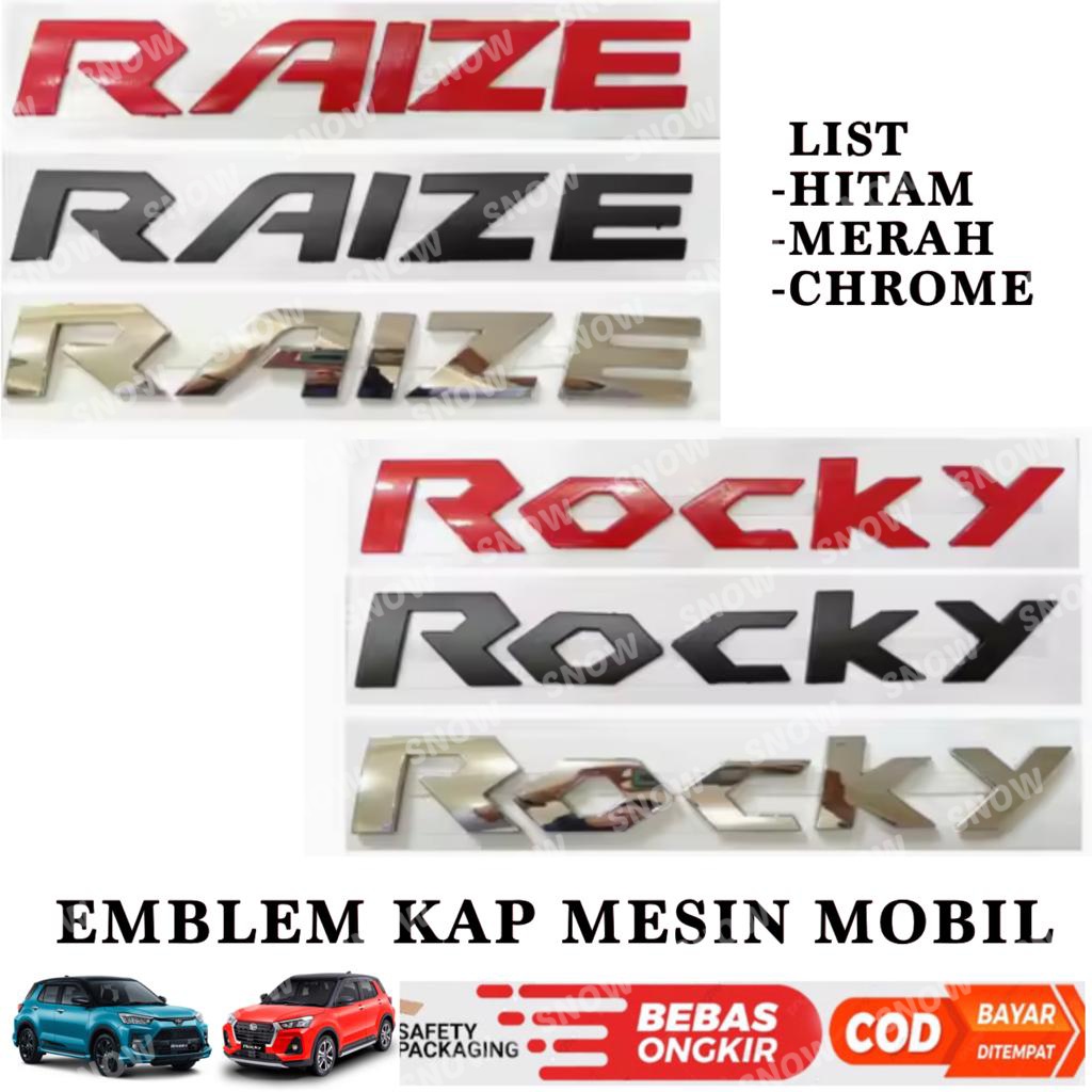 Jual Emblem Kap Mesin Mobil Raize Rocky Hitam