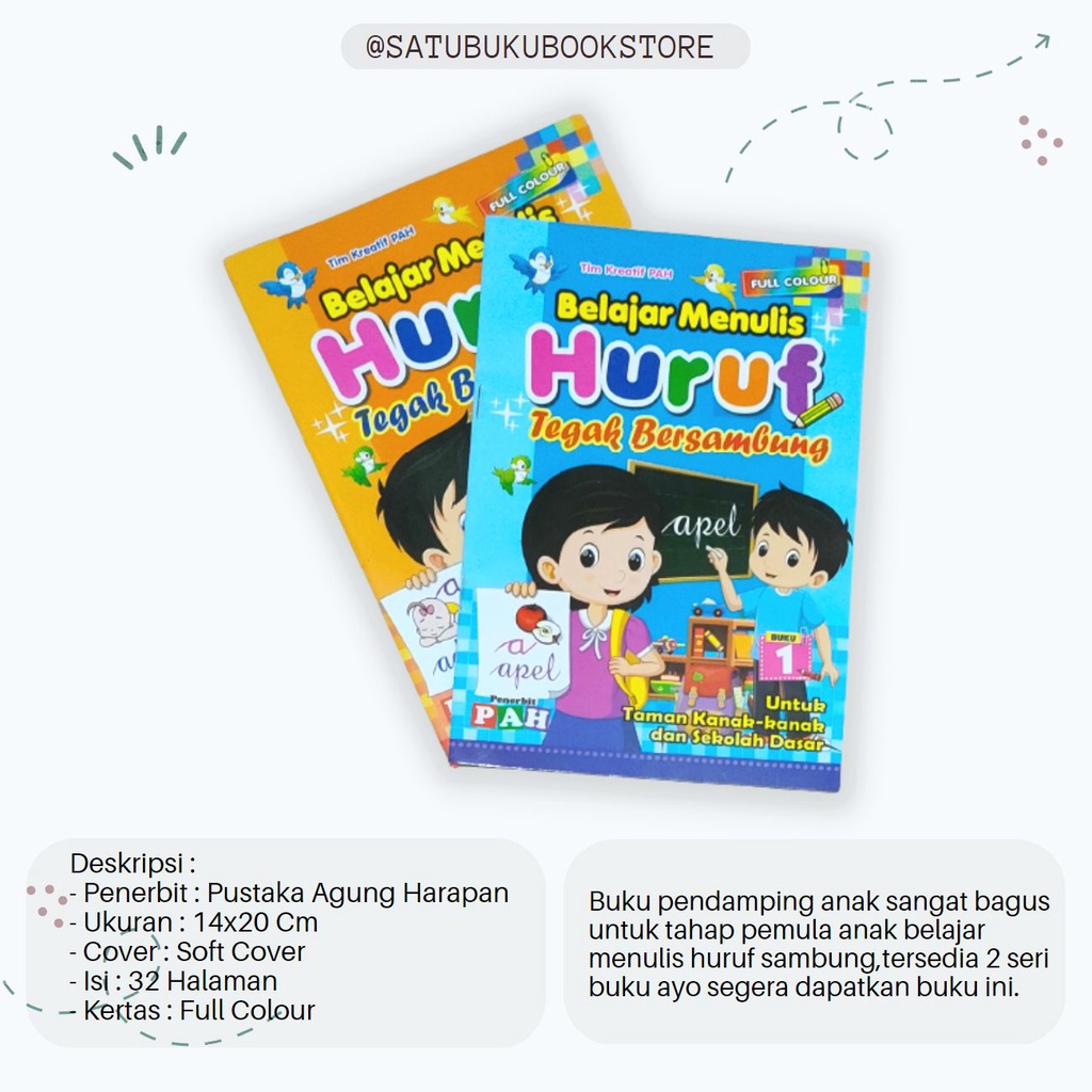 Jual Paket 2 Buku Belajar Menulis Huruf Tegak Bersambung/Buku Belajar ...