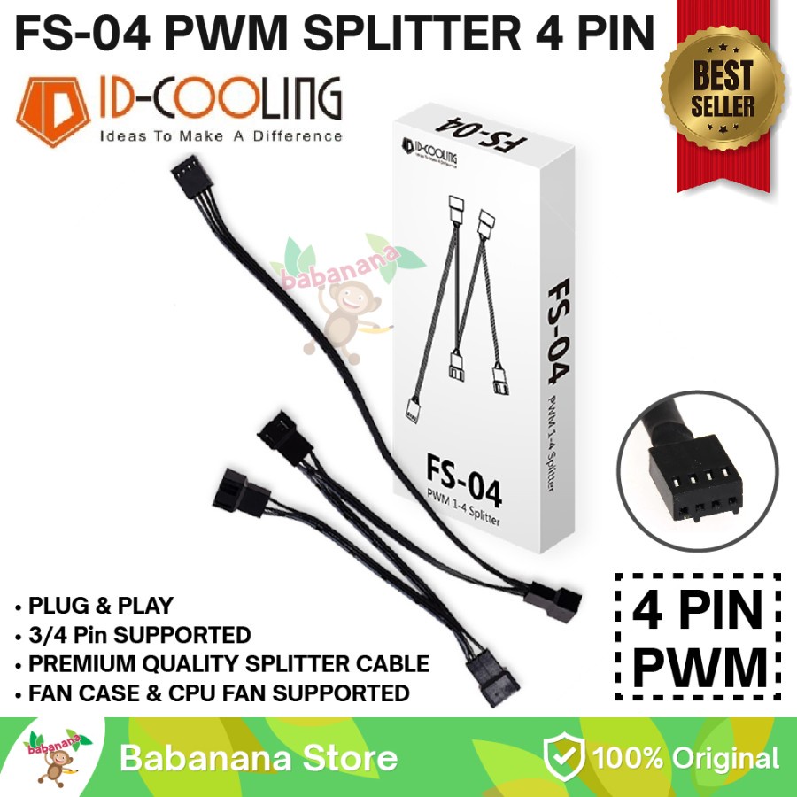 Jual ID Cooling FS-04 fan splitter kabel cabang fs 04 1 to 4 pwm ...