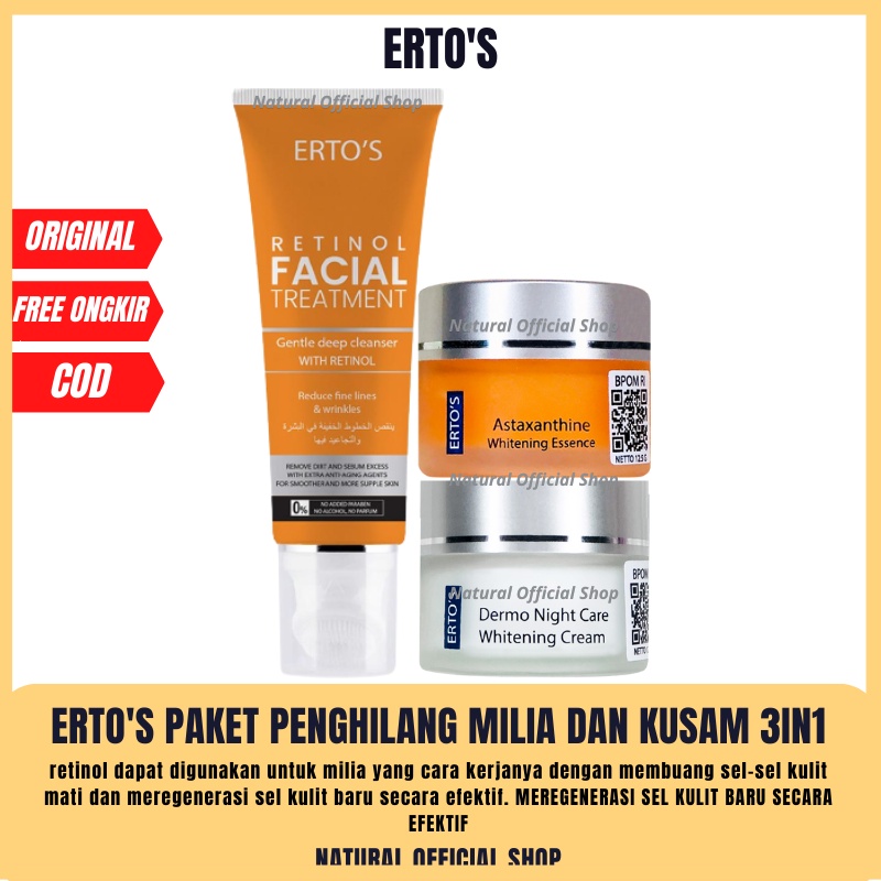 Jual Ertos Paket Penghilang Milia Paling Ampuh 3in1 ( Facial Treatment