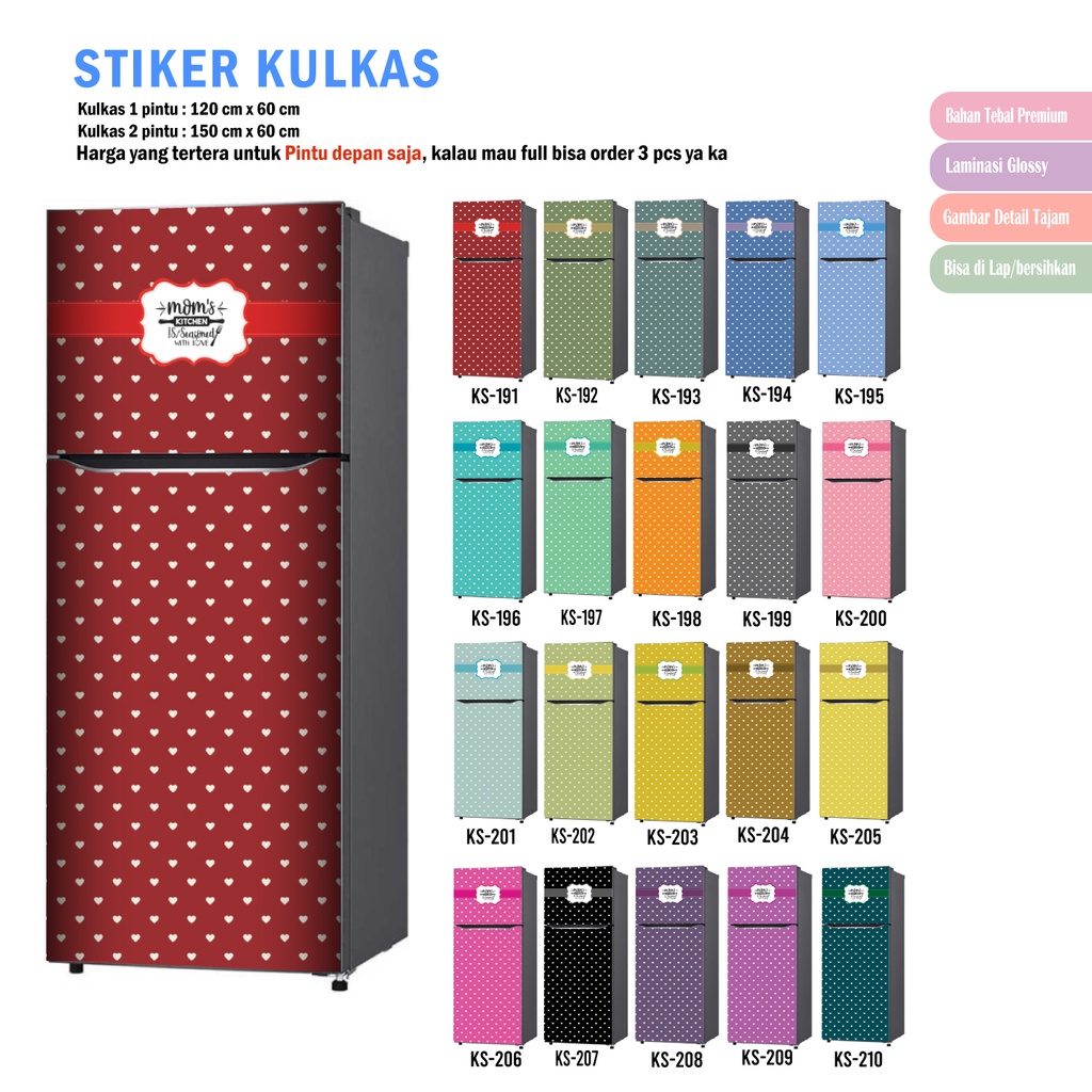 Jual Stiker Kulkas 1 Pintu dan Sticker Kulkas 2 pintu Polkadot Love ...