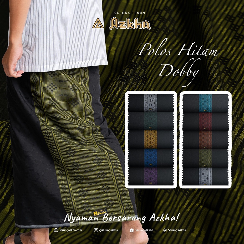 Jual SARUNG TENUN AZKHA POLOS HITAM DOBBY | Shopee Indonesia