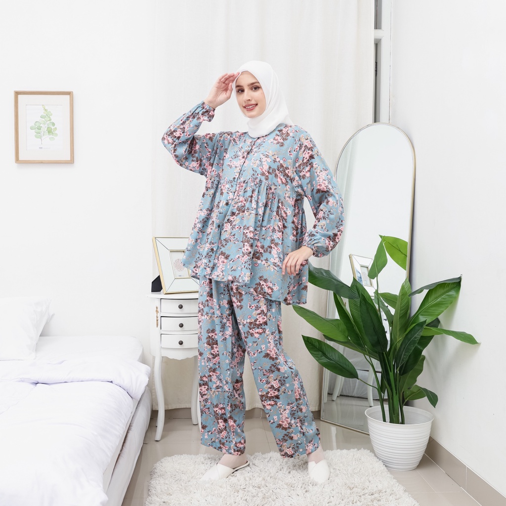 Jual Lalucuku X Lilia Pajamas Larisa Turqoise Piyama Tie Dye One Set