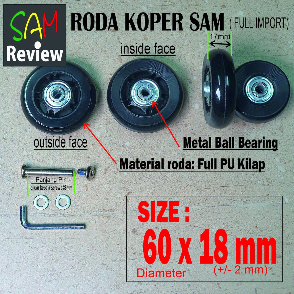 Jual MR SPEED Roda Koper Pengganti 60mm PU PolyUrethane Wheel Full ...