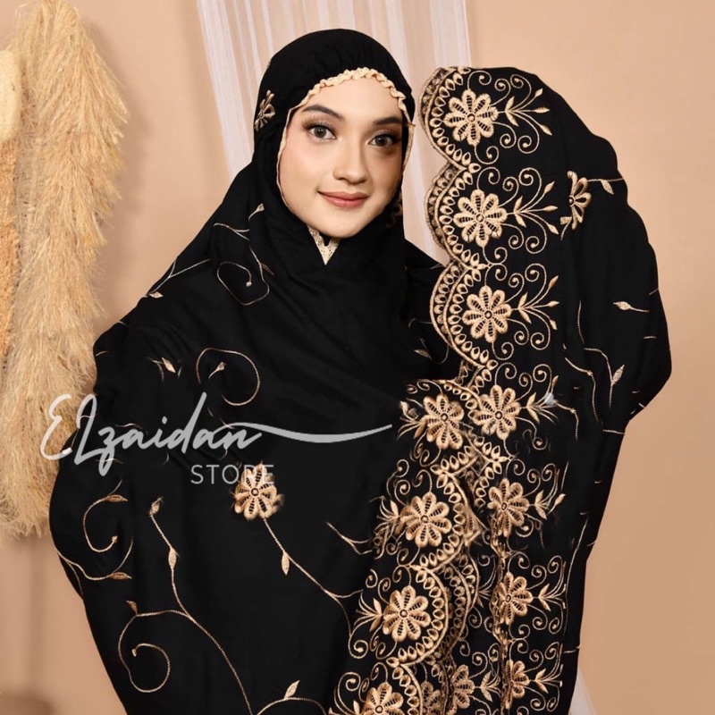 Jual Elzaidan Mukena Dewasa Gracella Exclusive Full Bordir Jumbo Katun