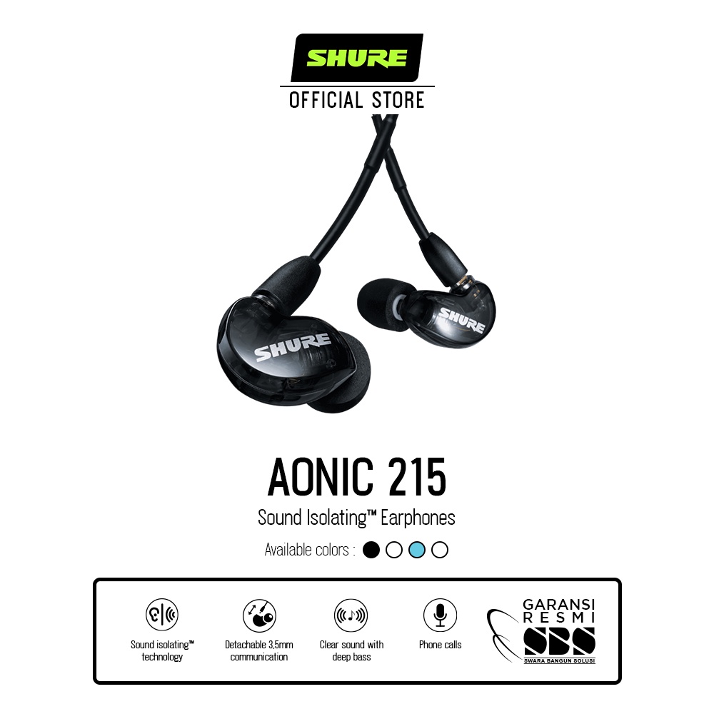 Jual Shure Earphone SE215DYBK UNI A BLACK Shopee Indonesia