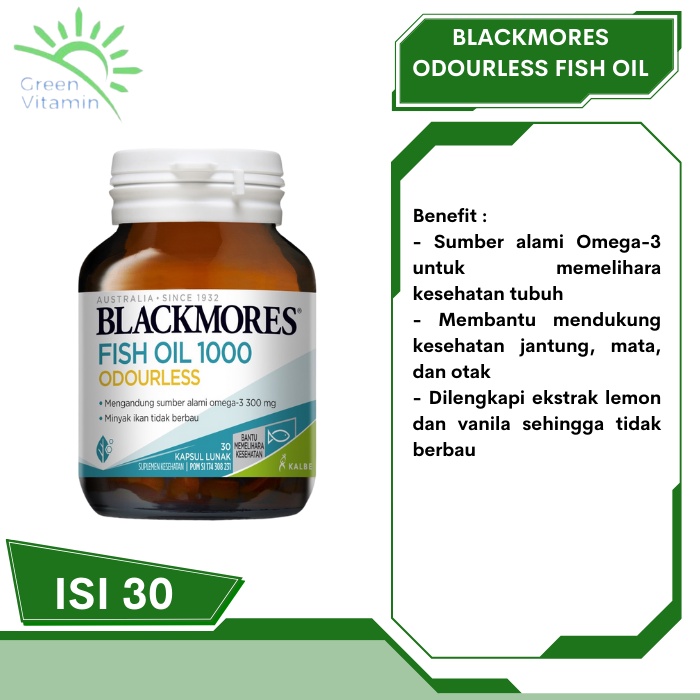 Jual Blackmores Odourless Fish Oil 1000mg 30 Kap Omega 3 1000 Mg