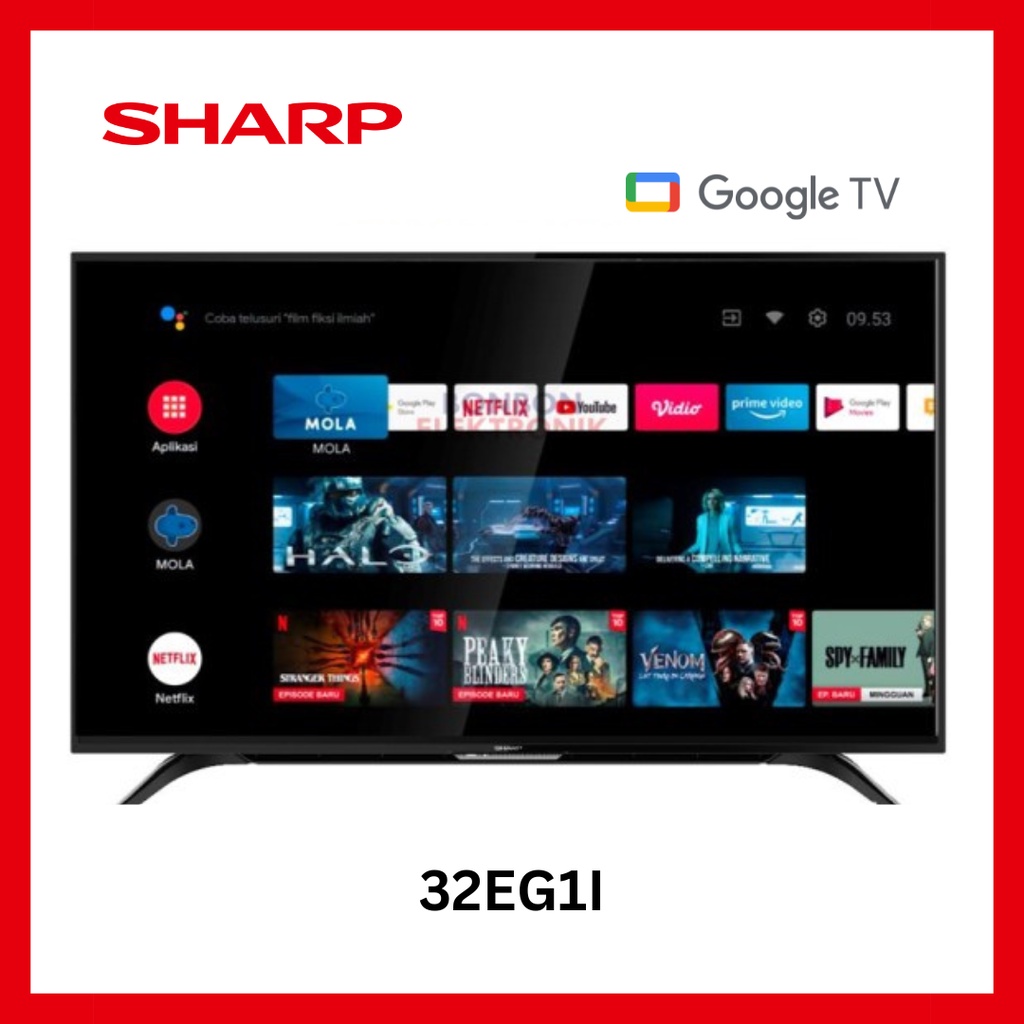 Jual Sharp LED TV 32 Inch 2TC32EG1 GOOGLE TV DVBT2 GARANSI RESMI