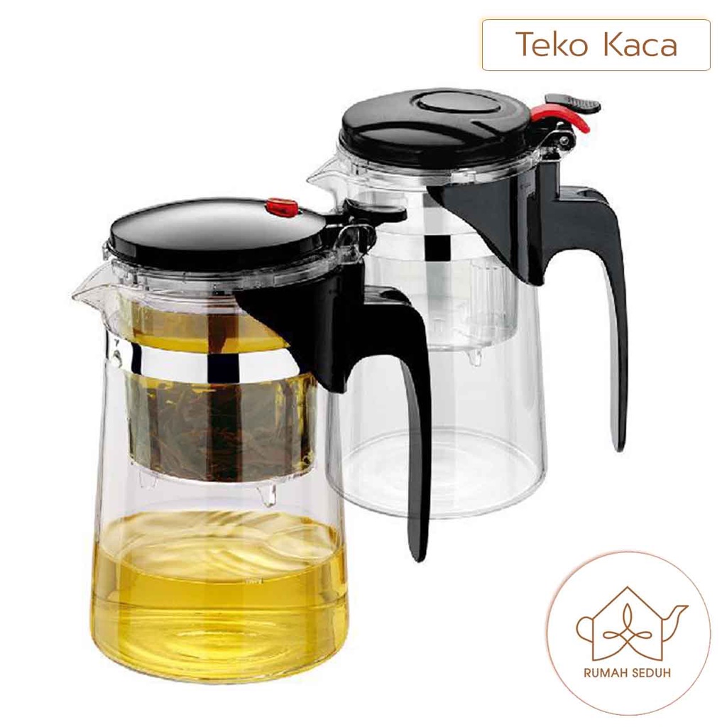 Jual Teko Teh Kaca Dengan Saringan Tea Pot Bening Teapot With Infuster 500ml 750ml 900ml 4961