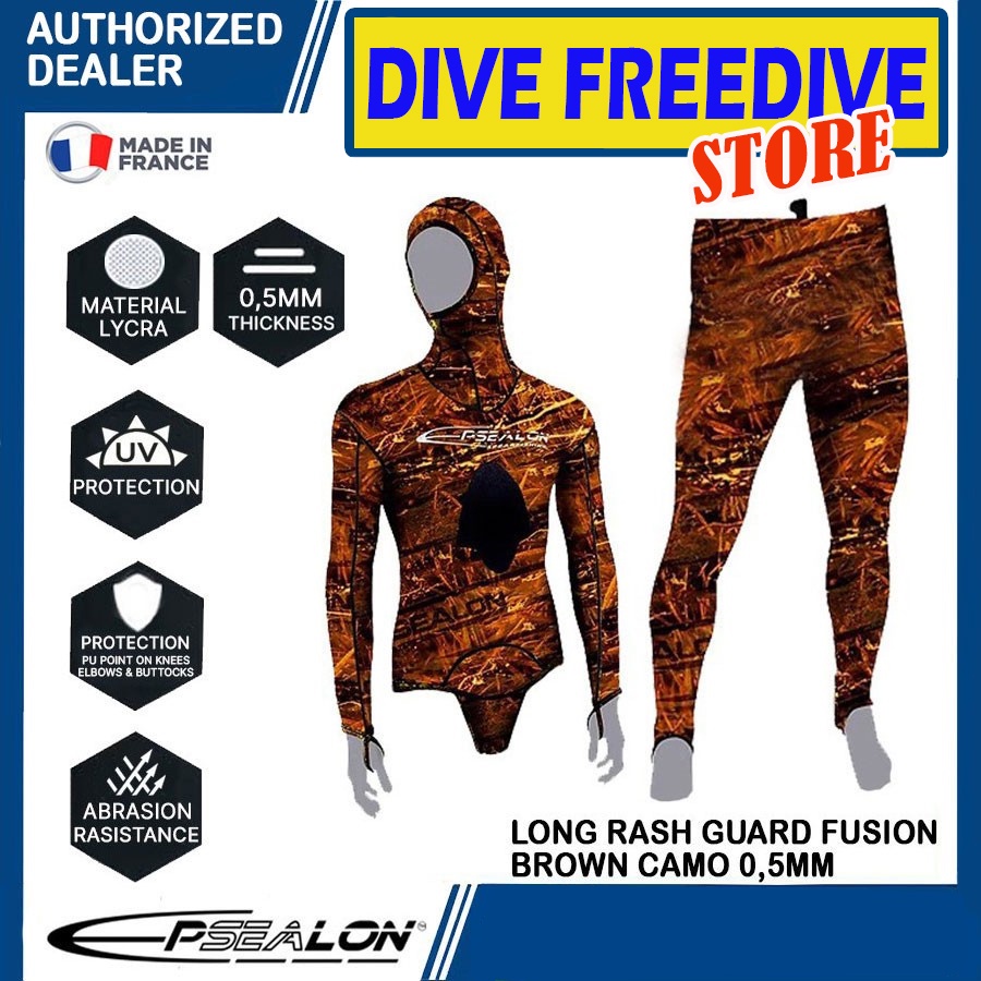 Jual Long Rash Guard Epsealon Fusion Brown 0.5mm Camo Camoflage