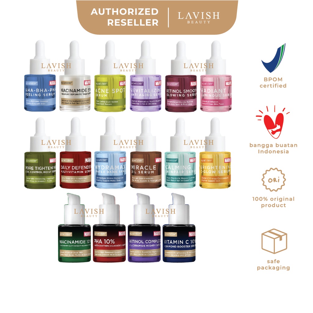 Jual AZARINE x MARVEL Serum Acne Spot // Hydramax Water // Radiant ...