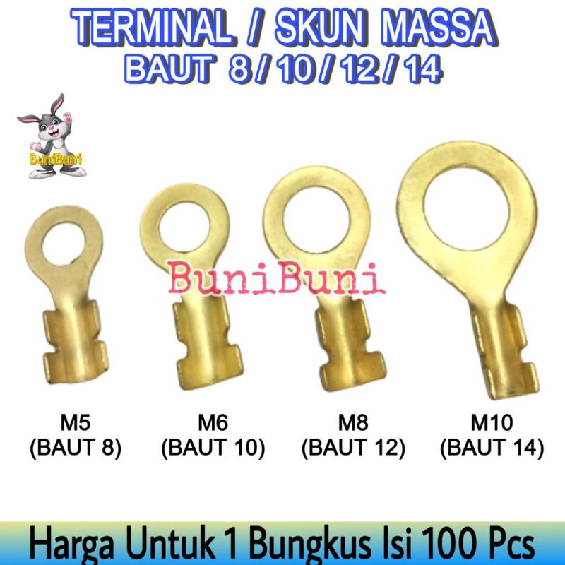 Jual Skun Terminal Massa Baut 8 10 12 14 Diameter Lubang 5mm M5 6mm