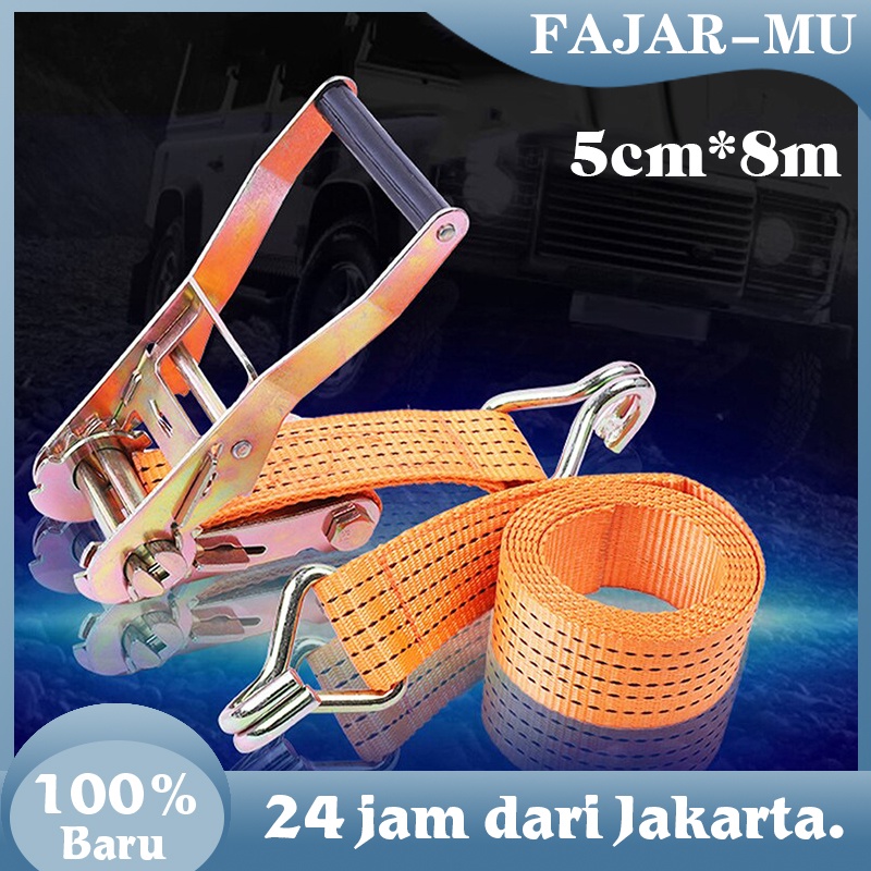 Jual 5cm8m Webbing Cargo Lashing Belt Rachet Tie Down Tali Pengikat