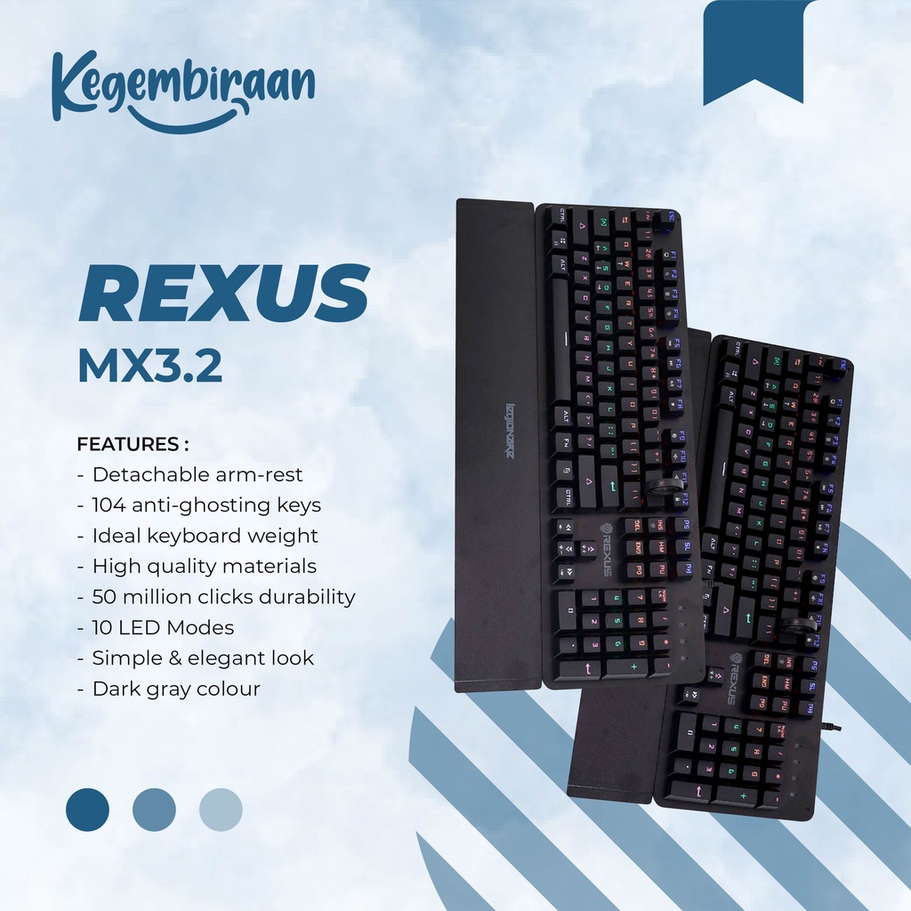 Jual Rexus Keyboard Gaming Mechanical Legionare MX3.2 - Blue Switch ...