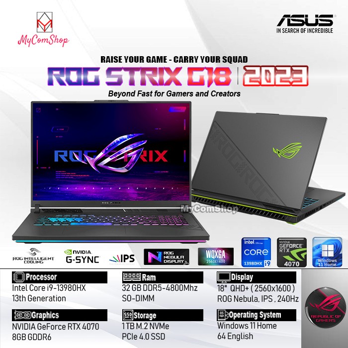 ASUS ROG STRIX G18 G814JI i9-13980HX 32GB 1TB SSD RTX 4070 8GB 18