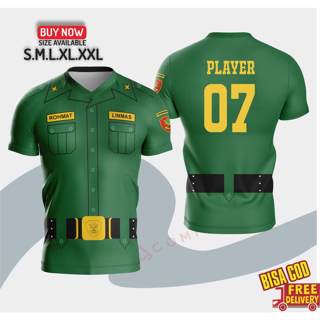 Jual Jersey Futsal Unik Custom Full Printing Motif Linmas (Gratis