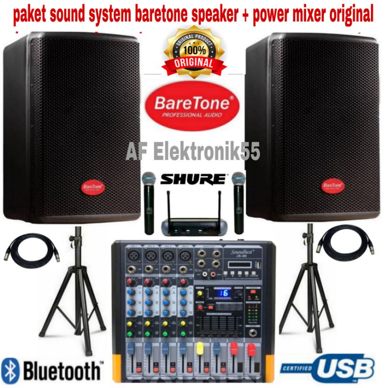 Jual Paket Sound System Baretone Pasif 10 Inch + Power Mixer Original ...