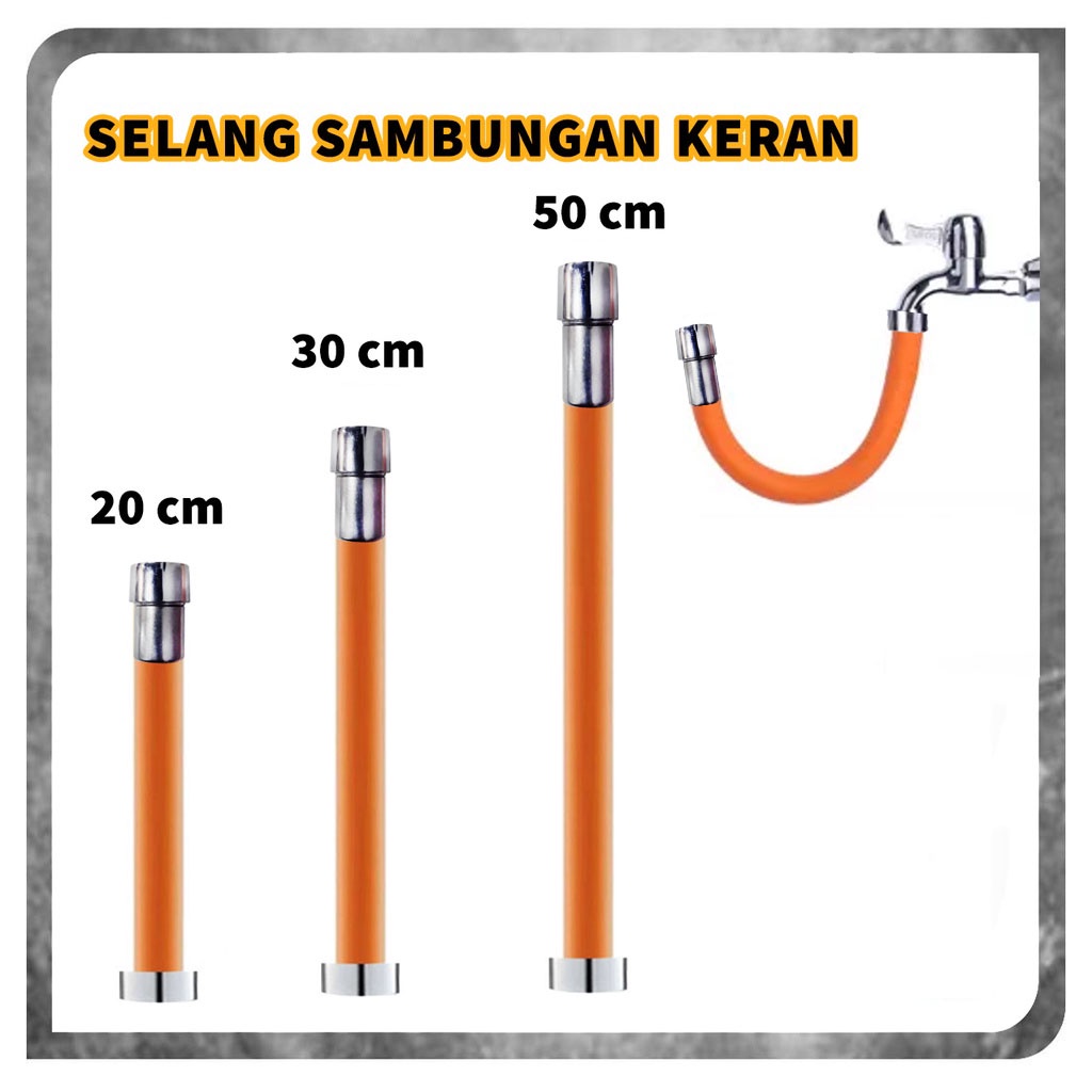 Jual Sambungan Kran Air Flexible 20cm 30cm 50cm Universal Fleksibel 360 Derajat Selang Air 5342