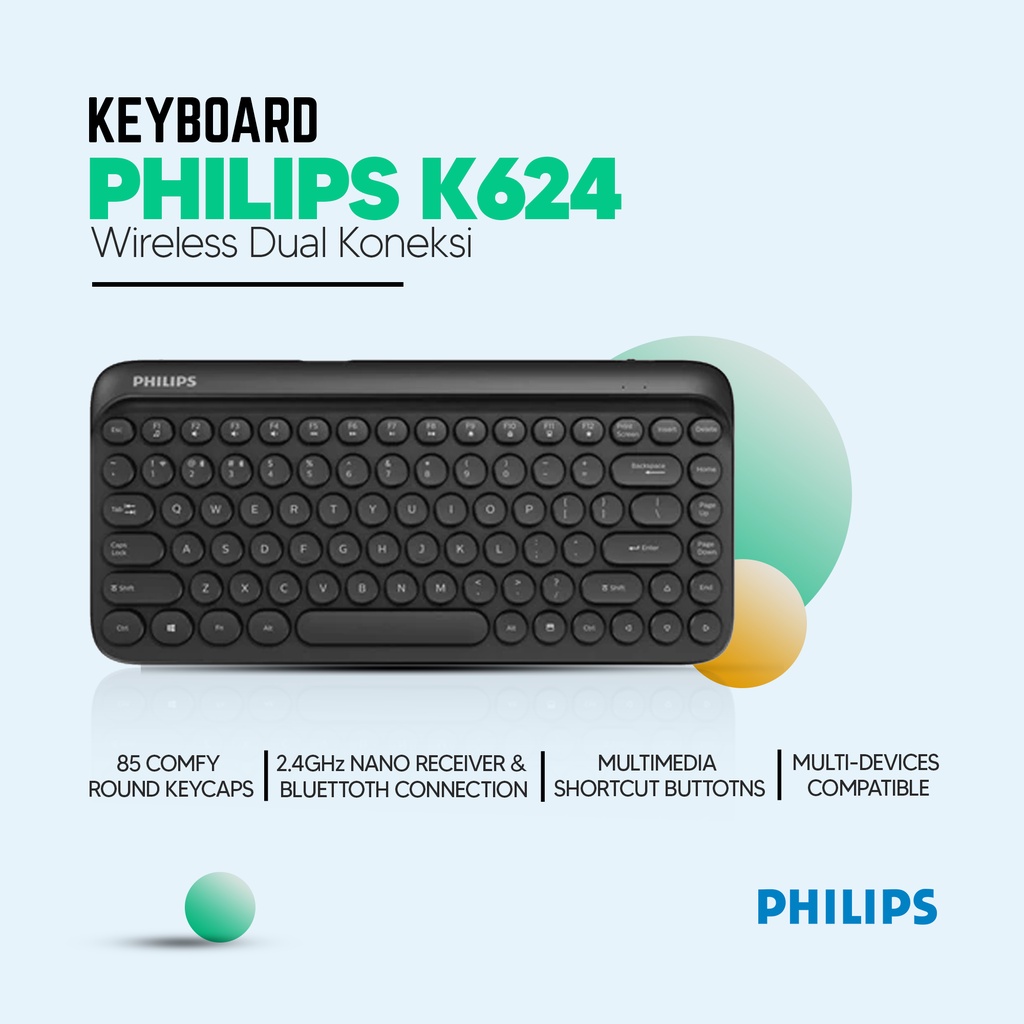 Jual Keyboard Philips K624 Bluetooth Wireless Dual Mode Shopee Indonesia