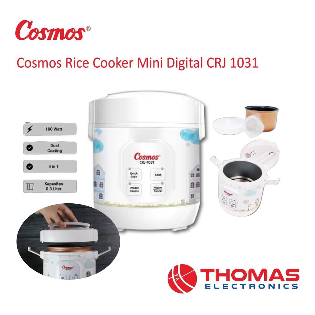 Jual Cosmos Rice Cooker Mini Digital 0.3 Liter CRJ1031 CRJ 1031 Garansi ...