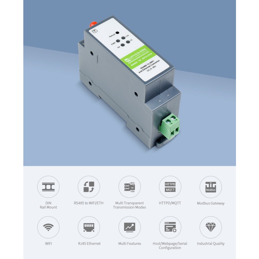 Jual Industrial Serial Server RS485 To WIFI/Ethernet Module Modbus/MQTT ...