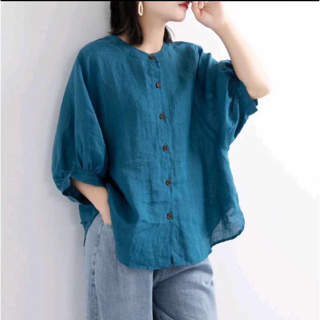 Jual BLOUSE WANITA LINEN PREMIUM/BLOUSE LEHER SHANGHAI JUMBO Shopee