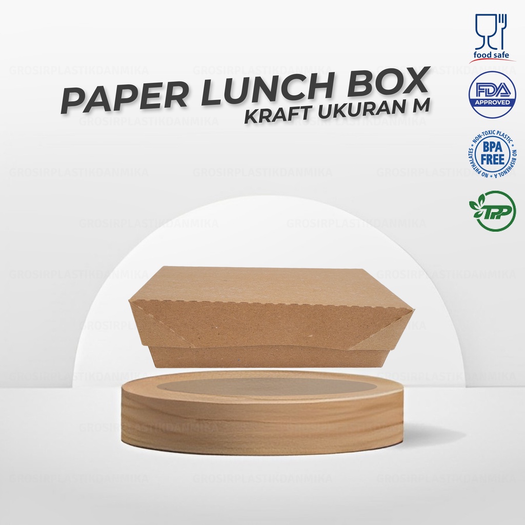 Jual PAPER LUNCH BOX M KRAFT FULL LAMINASI / KOTAK MAKAN TAKEAWAY SIZE