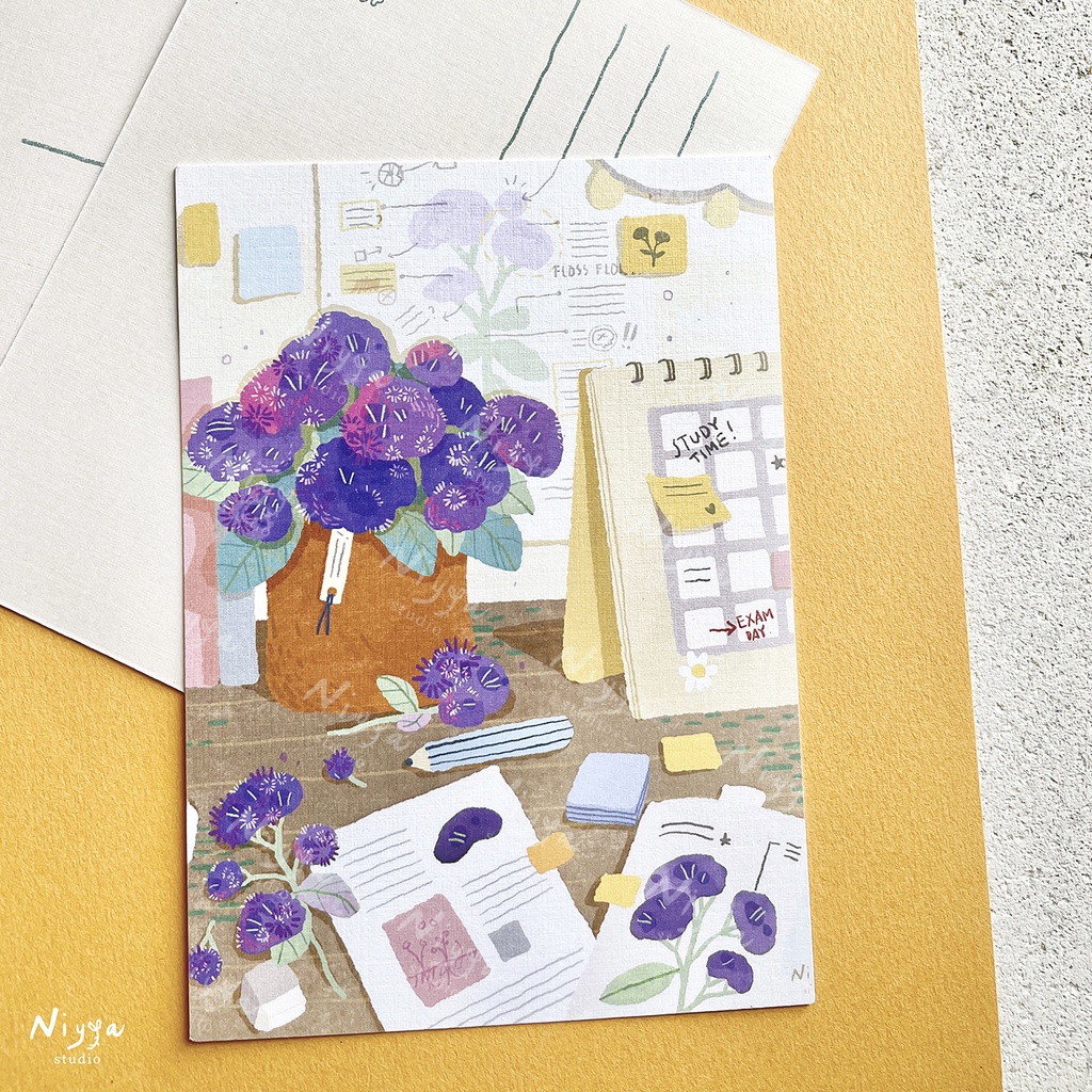 Jual Study Time Postcard | Botanical Art Print | Nature Artwork ...
