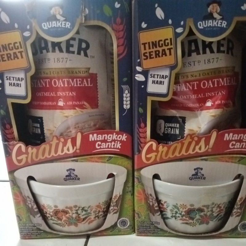 Jual quaker oat meal 800 gr gratis mangkok cantik | Shopee Indonesia